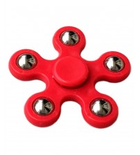 Fidget Hand Spinner, Five Side, Anti Stress, Play-N-Fun, Red Color, Silver Ball